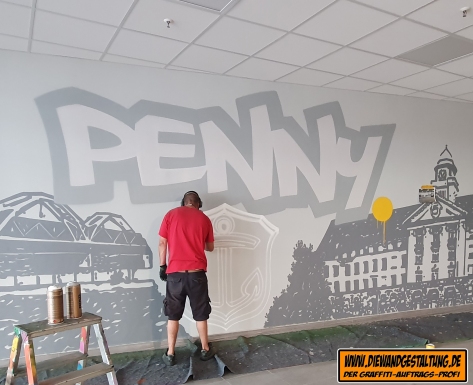 penny markt ludwigshafen graffiti eingang billmaier die wandgestaltung bismarckstrasse grau brücke rathaus wappen sprayer